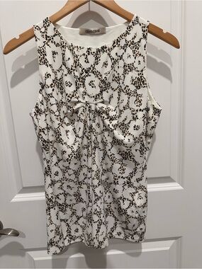 Roberto Cavalli Ivory Leopard-Print Knot-Front Sleeveless Dress